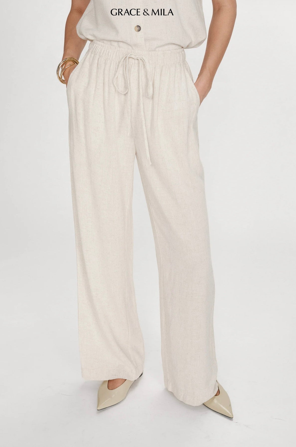 Pantalon Large en Lin