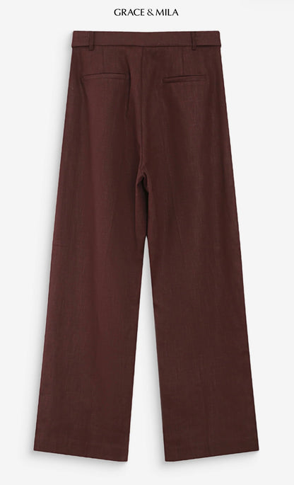Pantalon Tailleur en Lin et Coton