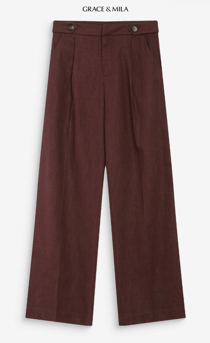 Pantalon Tailleur en Lin et Coton