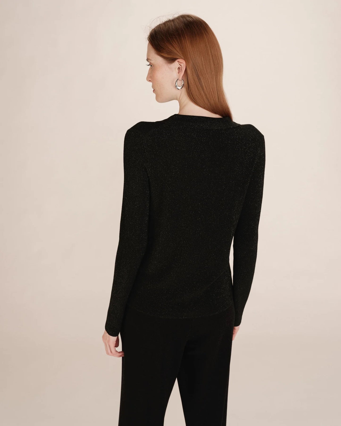 Cardigan ajusté noir pailleté