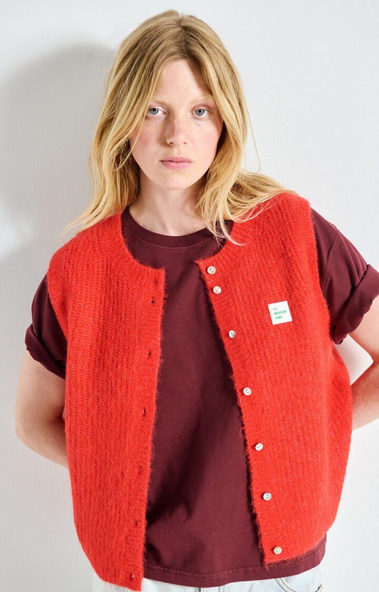 Pull sans manches rouge