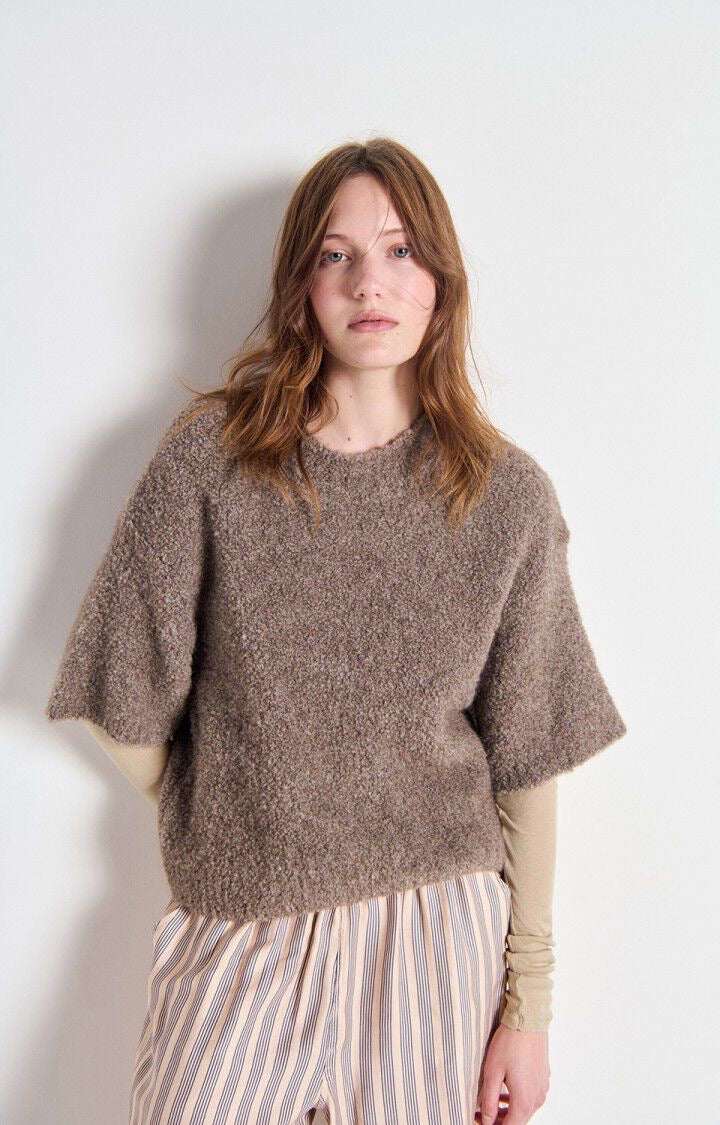 Pull manches courtes taupe