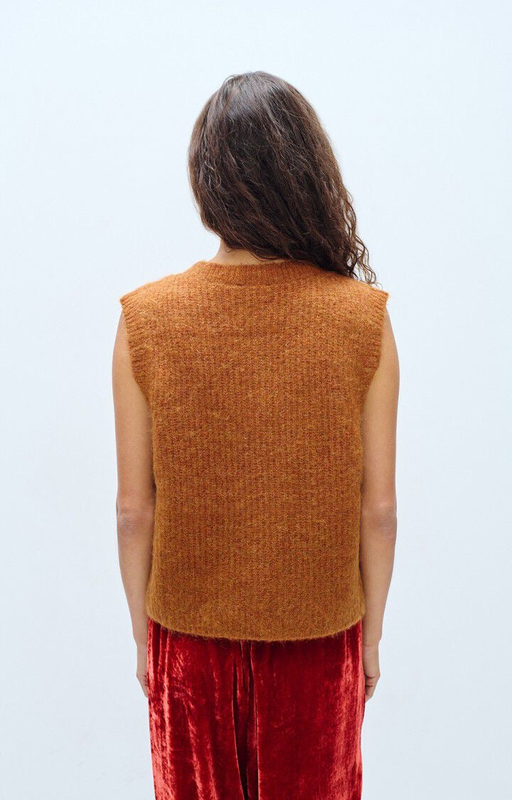 Gilet sans manches marron-orangé
