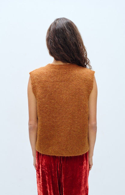 Gilet sans manches marron-orangé