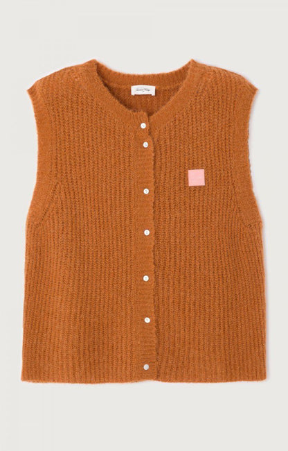 Gilet sans manches marron-orangé