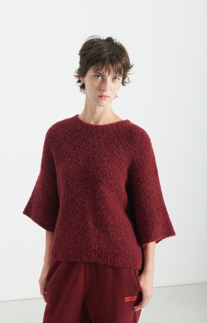 Pull manches courtes bordeaux