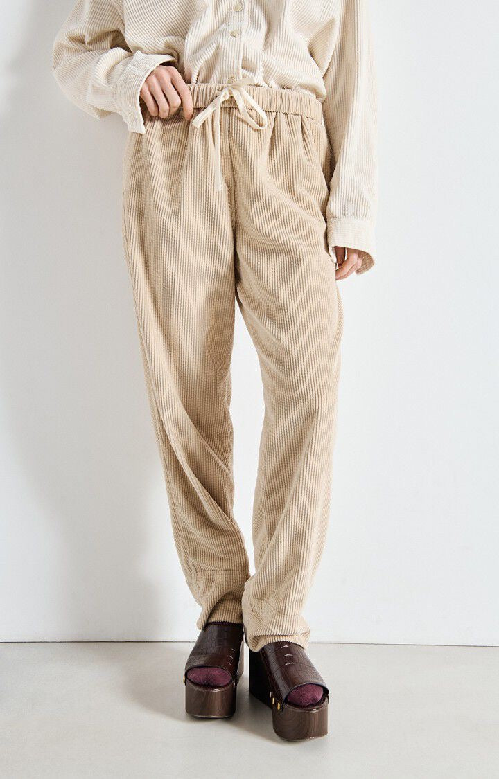 Pantalon en velour beige