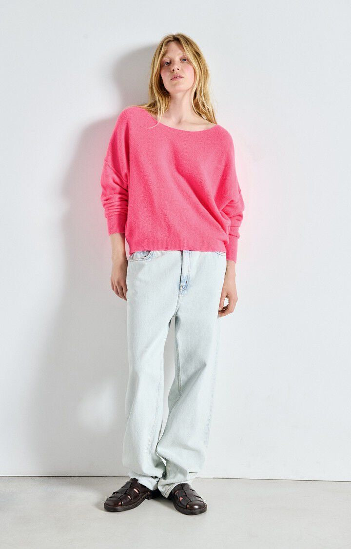 Pull manches longues rose fluo